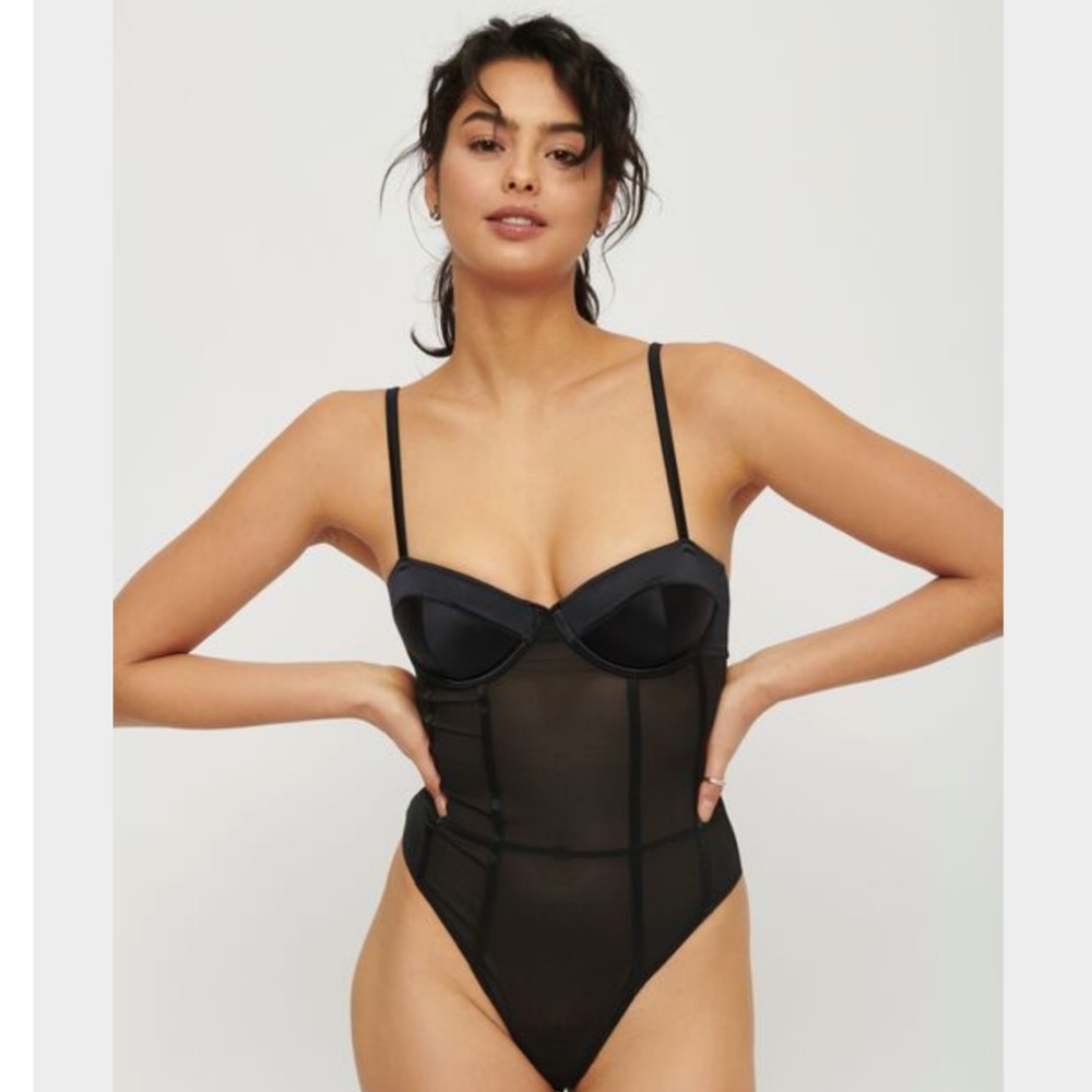 Satin mesh bodysuit